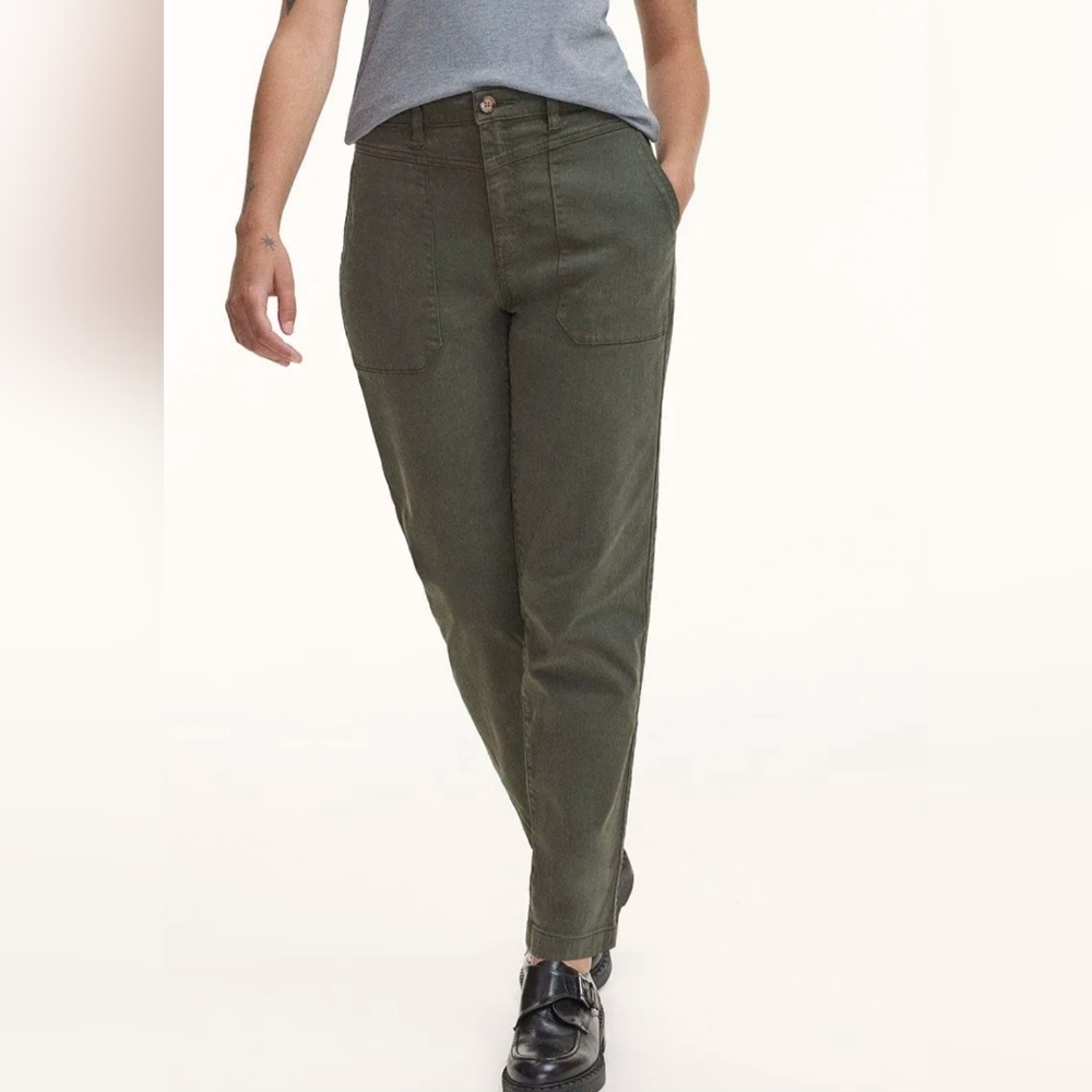 💲2️⃣ REITMANS Slate Blue Cotton/Lyocell Tapered High-Rise Utility Pant Size 2